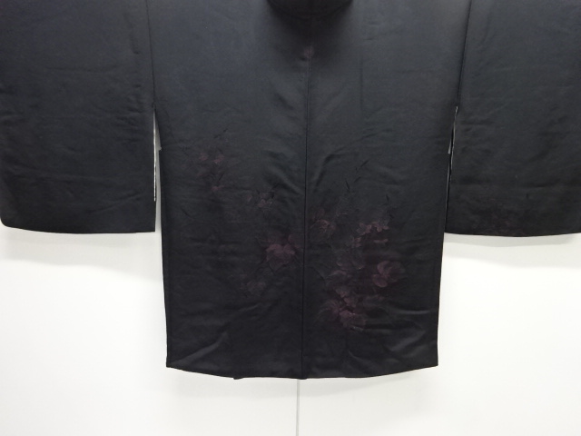 大正ロマン　草花模様織出し一つ紋絵羽織